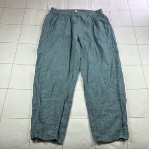 Eileen Fisher Pants Womens Small Blue Linen Pull On Barrel Taper Relaxed Casual